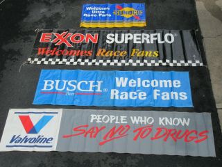 NASCAR Busch WELCOME RACE FANS Banner.  Cale Yarborough,  Junior Johnson 2
