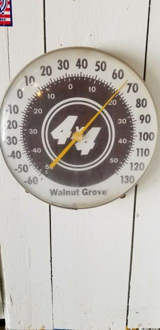 Vintage 4x4 Walnut Grove Round Outdoor Thermometer