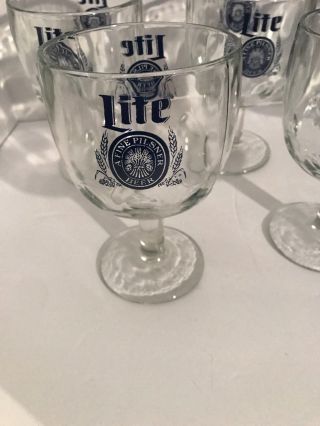 Vtg 6 " Tall Miller Lite Fine Pilsner Beer Thumbprint Goblet Glass Mug Cup Stein