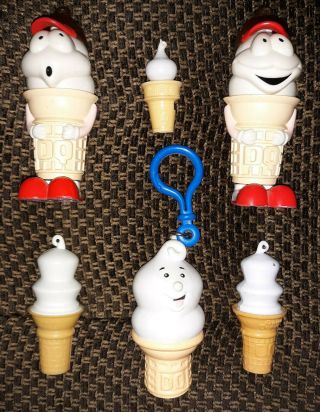 Dairy Queen Ice Cream Cones - Vintage Whistles,  Figures,  Clip - On Trinket Holder
