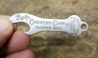 Vintage Goetz Brewing Co Bottle Opener Keychain Country Club Beer St Joseph Mo