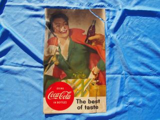 Vintage 1956 Coca Cola Two Sided Kay Seasonal Cardboard Poster Display Rough