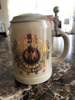 Henry Weinhard’s Beer Stein Private Reserve,  Germany 94 Zinn Lid - Thumb Press
