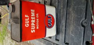 Vintage Gulf Supreme 2 Gallon Motor Oil Can
