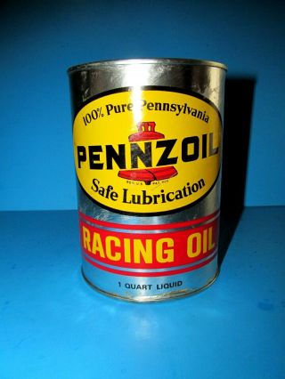 Vintage Pennzoil Motor Oil Quart Can Racing Oil Sae - 30 Nos
