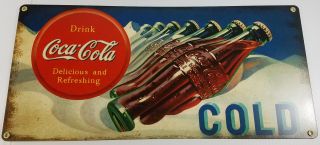 Drink Coca Cola Delicious Refreshing Coke Bottles Cold Heavy Duty Metal Sign