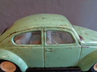 Vintage 60s 70s Volkswagen VW Bug Pale Green Metal Tonka Toy Car 52680 2