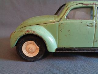 Vintage 60s 70s Volkswagen VW Bug Pale Green Metal Tonka Toy Car 52680 5