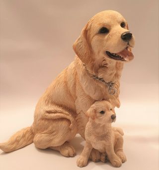 Country Artists Golden Retriever With Puppy Great Size Of 8 1/4 " X 7 " - Unboxed