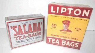 Vintage Lipton And Salada Orange Pekoe Tea Boxes Tea Bags Advertising