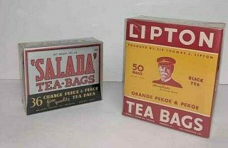 Vintage Lipton and Salada Orange Pekoe Tea Boxes Tea Bags Advertising 2