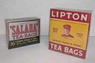 Vintage Lipton and Salada Orange Pekoe Tea Boxes Tea Bags Advertising 3