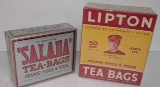 Vintage Lipton and Salada Orange Pekoe Tea Boxes Tea Bags Advertising 4