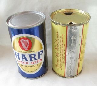 Vtg Tennents & Harp Lager Flat Top Beer Cans - Scotland 2