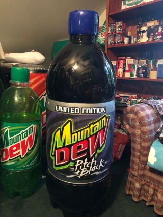 Mountain Dew Pitch Black Inflatable Bottle Holds Air Man Cave Over 4’ Tall