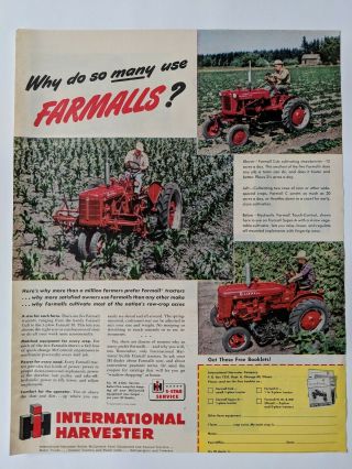 1950 International Harvester Farmall Tractor Vintage Print Ad - Cub,  C,  A