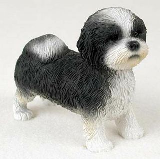 Shih Tzu Figurine Hand Painted Collectible Statue Black/white Puppy