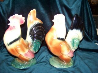 Royal Copley Hen And Rooster Ceramic Figurines