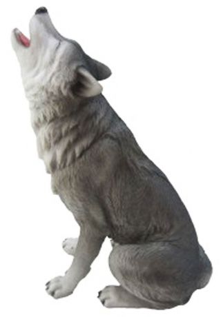 Luna Sitting Howling Wolf Statue Figurine H11.  25 "