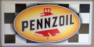 Pennzoil Gas Station Neon Effect Printed Banner Garage Art Sign 2 X 4