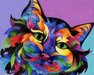 Mardi Gras Cat 8x10 Cat Art Print By Sherry Shipley