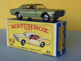 Matchbox Lesney Moko No.  62 Mercury Cougar W/box
