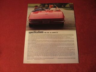 1962 Chevy Corvette Brochure Sales Showroom Dealership Old Vintage Booklet 5