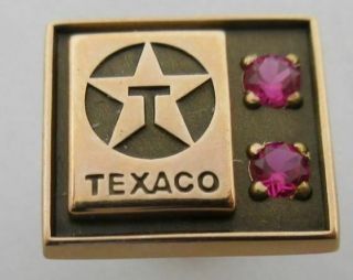 Vintage Texaco 2 Rubies 10k Gold Service Award Pin/tie