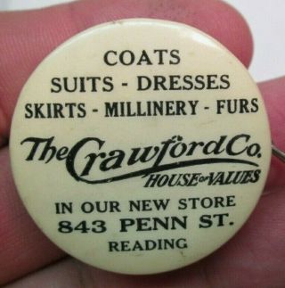 Vintage The Crawford Co.  House Of Values Store Reading,  Pa Celluloid Tape Measure
