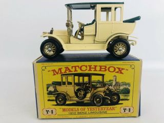 Nmib Vintage Lesney Matchbox Models Of Yesteryear Y3 1910 Benz Limousine