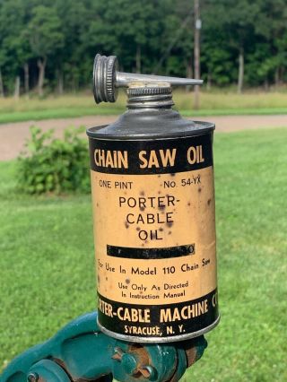Vintage Porter Cable Oil Model 110 Cone Top Can Advertising Estate Find Look