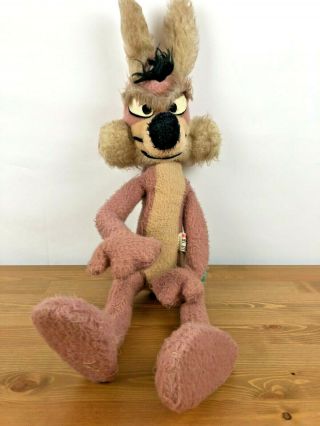Vintage Wile E Coyote Large Plush Stuffed Warner Bros.  1971 Mighty Star 4 