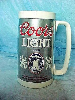 Coors Light Vintage Insulated Cup Mug By Thermo - Serv & Coors Plastic Made Usa