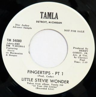 Little Stevie Wonder Fingertips Pt 1 & 2 Tamla Promo 45 1963 Near Hear