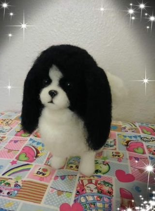 One Of A Kind,  Japanese Chin,  Needle Felted Wool,  Sculpture,  Figurine,  8 In
