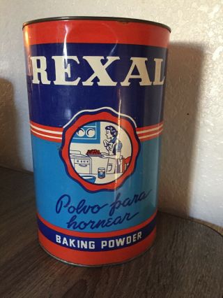 Vintage Rexal Baking Powder Metal Tin
