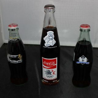 Set Of Three Coca Cola Bottles - 1980 Olympics