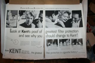 1954 Kent Cigarettes Paper Ad Micronite Filter Old Crow Gazette Whiskey Rare