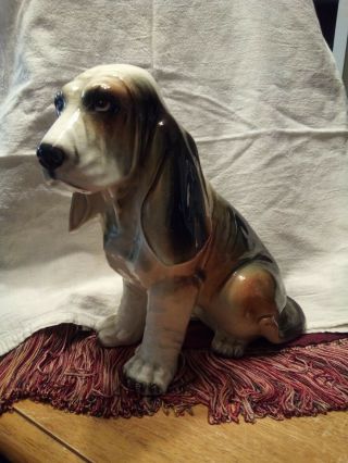Vintage Ceramic Large Basset Hound Dog Figurine Japan