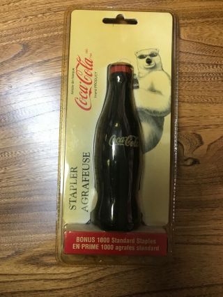 Vintage Coca Cola 1998 Coke Bottle Shape Stapler & Staples In Orrig Pkg