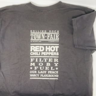 Vintage Rolling Rock Town Fair T - Shirt Red Hot Chili Peppers Moby Mens Xl