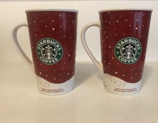 2 Starbucks Holiday Christmas Mugs Grande Cup 2007 Mermaid Siren Logo Red 16 Oz