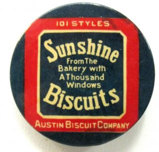 Early Sunshine Biscuit Austin Biscuit Co.  Large 1.  75 " Pinback Button ^