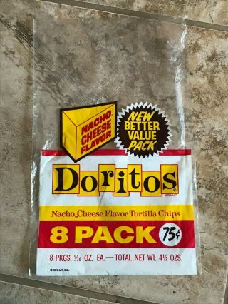 Vintage Doritos Package 8 Pack Special Bag Nacho Cheese Tortilla Chips Store