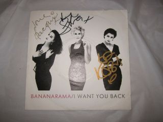 Autographed All 3 Bananarama ‎i Want You Back London Nana 16 7 " 45 Uk 1988