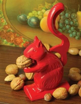 Victorian Trading Co Hungry Harvey Red Aluminum Squirrel Nutcracker