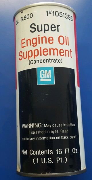 Vintage Gm Engine Oil Supplement Full Pull Tab Can 1 1051396 One U.  S.  Pint