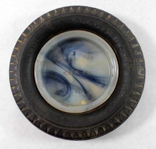Vintage Goodrich Tires Slag Glass Swirl Ashtray