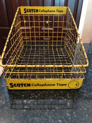 Vintage Scotch Cellophane Tape Metal Store Display Rack Wire Basket Advertising
