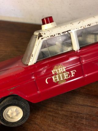Vintage Tonka Fire Chief Jeep Cherokee Wagoneer Pressed Steel Toy Truck 4